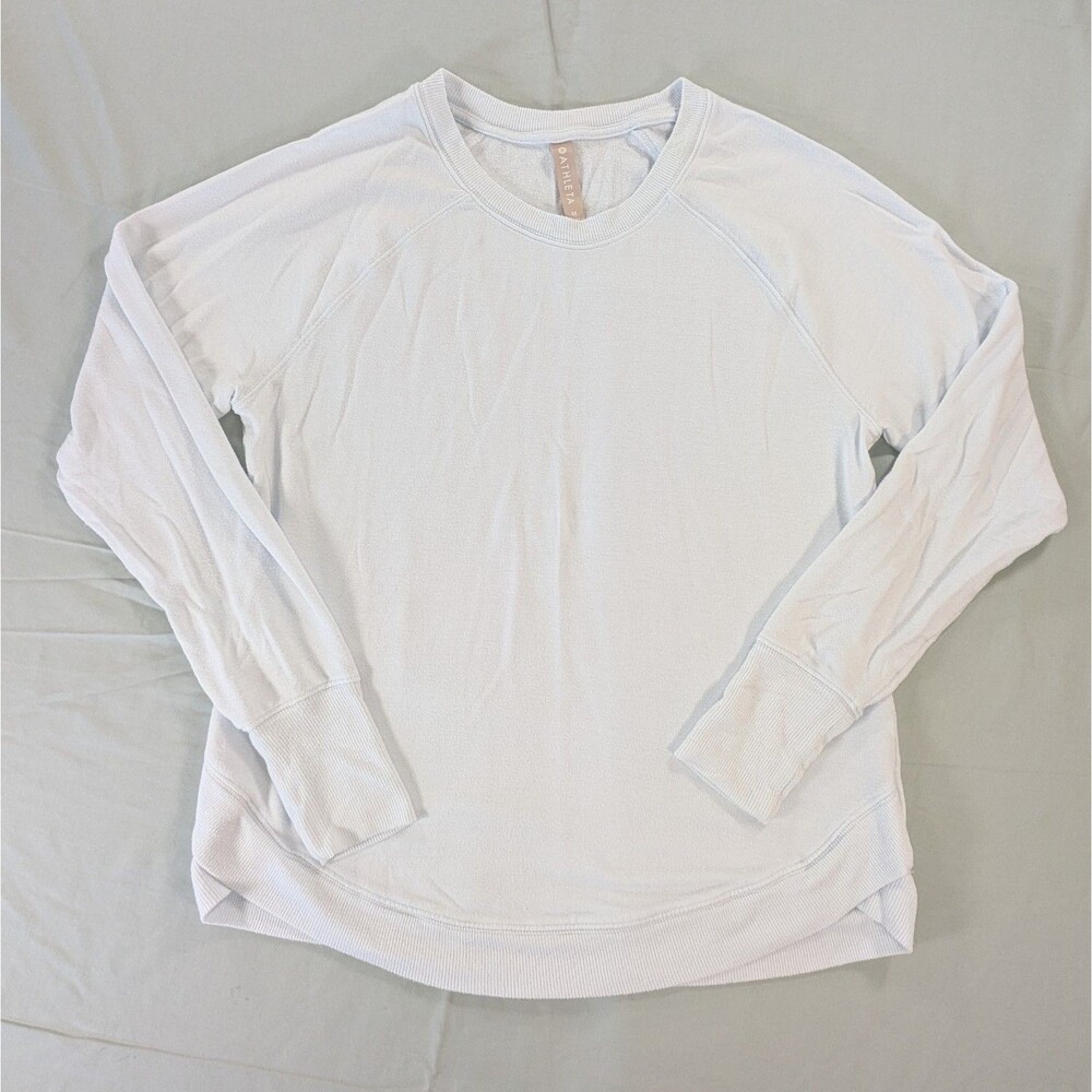 Athleta Women’s Solid Crew Neck Long Sleeve Ultra Soft Sweater Light Blue Med